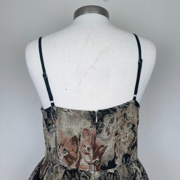Cider Dress Women L Cat Lover Tapestry Jacquard Jumper Vintage Pinafore - Picture 7 of 15